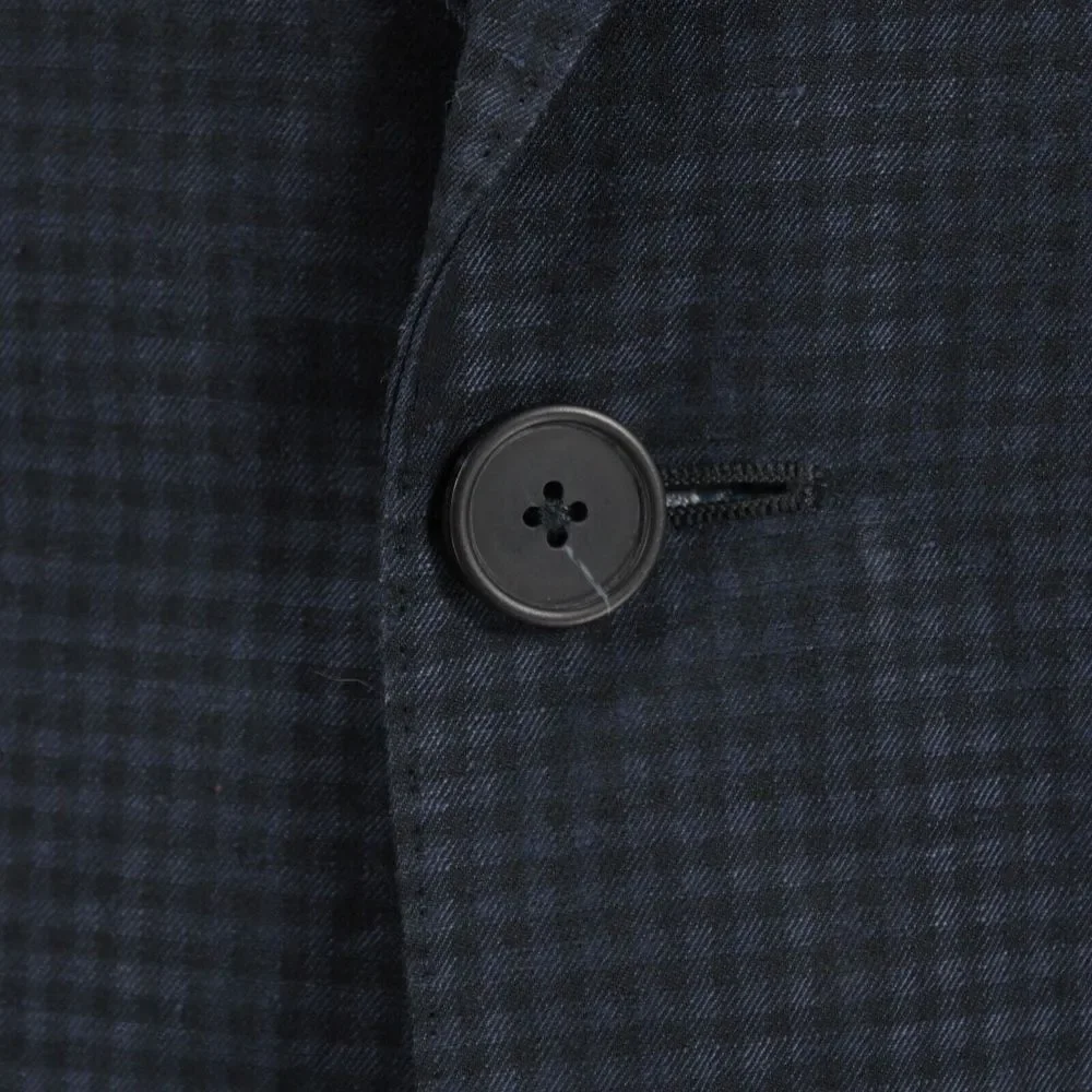 Z Zegna Sport Coat Size 52R 42R US in Dark Blue Degraded Check Linen/Cotton - Picture 2 of 7